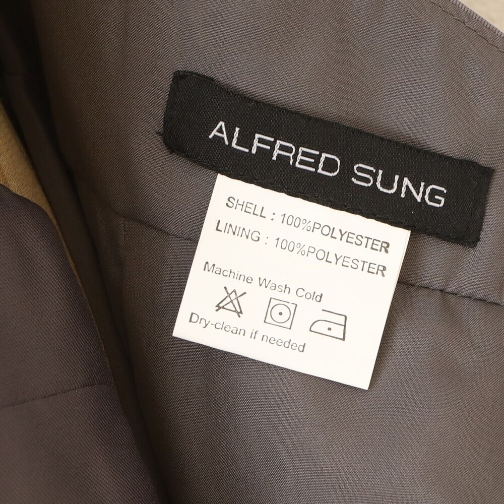 Alfred Sung Sateen Twill Halter Neckline Dress 16 Gown Satin Caviar Gray NWT B72 - Picture 7 of 7